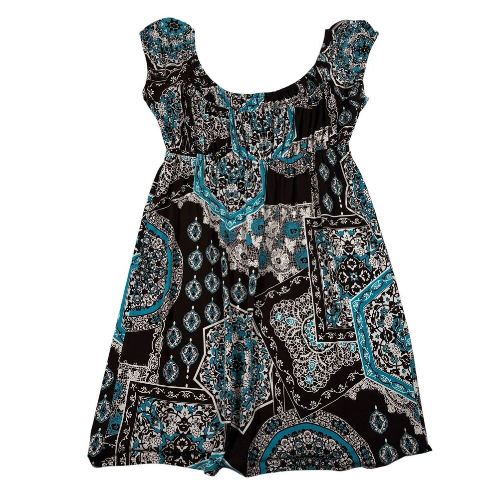 DressBarn Women’s Dress Size 10 Empire Waist Paisley Geometric Print Midi - Picture 8 of 8